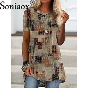 Estate Moda Donna Manica corta Stampa digitale T Casual Allentato Top Tee Abbigliamento Frauen T Shirt 220708