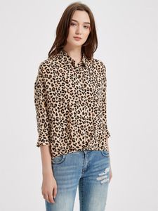 Wholesale viscose tops for sale - Group buy Women s Casual Shirts Leopard Print Tops Basic Sleeve Soft Viscose Blouse Blouses