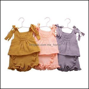 Clothing Sets Baby Clothes Girls Sleeveless Sling Vest Tops Andshorts 2Pcs Set Ruffle Children Outfits Boutique Kids 3 Mxhome Dhqhj