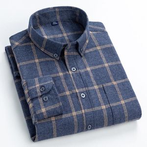 Men's Casual Shirts Fashion Nice Spring Autumn Plaid Dress Men Cotton Male Long Sleeve Button Flannel Shirt Man ClothesMen's Men'sMen's