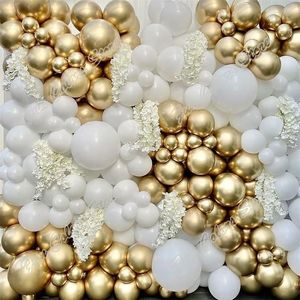 145pcs White Balloons Garland Wedding Birthday Party Background Baby Shower Kits anniversary Golden Atmosphere Events Decoration 220523