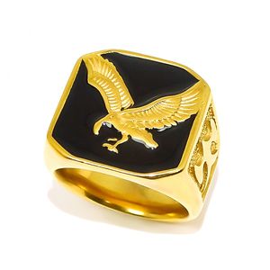 Unique American soldiers Stainless Steel Ring Vintage men's military Eagle gothic punk animal bird rings retro antique men's rock biker jewelry for Philippine
