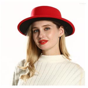 Wide Brim Hats Women Wool Fedoras Hat For Fascinator Jazz Cap Simple Pork Pie1 Davi22