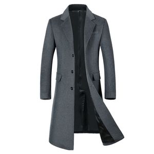 High Quality Men Long Wool Coat Thicken Mens Trench Coat Fashion Mens Woolen Overcoat Long Jacket Winter Smart Casual Overcoats 201128