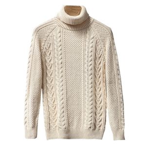 Brand Quality 100% Pure Cotton Autumn/Winter Men's Turtleneck Sweater Casual Warm Pullover Casual Men Sweaters 201221