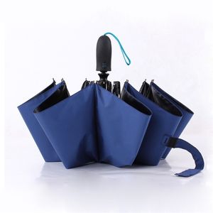 Fully Automatic Folding Umbrella Business Gentleman An Open Business Men's Short Handle Umbrella Solid Color 10 Bone T200117