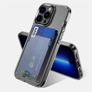 Kartentasche transparente Handyhüllen für iPhone 15 14 13 Pro Max Samsung Galaxy S22 S21 Plus Ultra stoßfeste Stoßstange klare Hybridabdeckungen