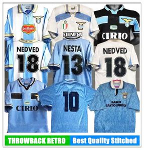 Retro LAZIO fotbollströjor NEDVED SIMEONE SALAS GASCOIGNE fotbollströja VERON CRESPO NESTA 89 90 91 92 93 98 99 00 100TH Custom Name Number