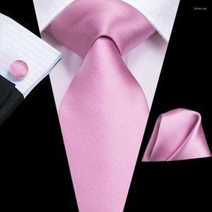 Bow Ties Gül Pembe Katı İpek Düğün Kravat Erkekler İçin Shandky Cufflink Hediye Kravat Moda Tasarımcı İş Partisi Dropshiping Hi-Tie Fred22