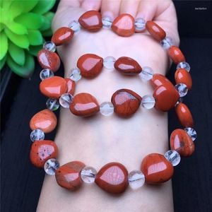 Beaded Strands South Red Agate Heart Shape Bracelet Natural Clear Crystal Elastic Jewellery Fashion Man Woman Luck Amulet Kent22