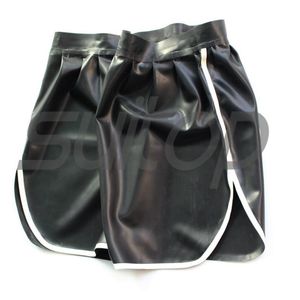 Underpants Herren Latex Shorts Gummi hoher Qualität in Schwarz -Weiß -Trimunderpants