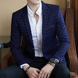 Striped Blazer Mens Slim Fit Blazer Slim Masculino Business Casual Mens Stylish Blazer Spring Autumn Dot Blazers Mens 220514