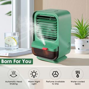 3 in Portable Air Conditioner with Head Shaking Functions Mini Evaporative Air Cooling Humidifier Misting Fan For Home Office