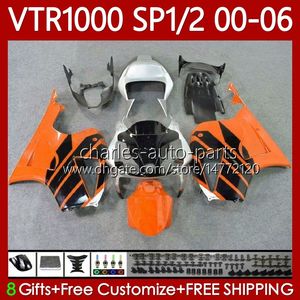 OEM Fairings för Honda VTR RTV 1000 VTR1000 2000 2001 2002 2003 04 05 06 Kropp 123NO.192 RC51 SP1 RTV1000 Orange Blk 00-06 SP2 VTR-1000 00 01 02 03 2004 2005 2006 Kroppsarbete