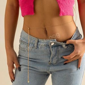 Mulheres sexy Moda Correios da barriga Correia da cintura da cortica de rua da moda de rua de verão de verão cor de prata de prata fina de metal de metal