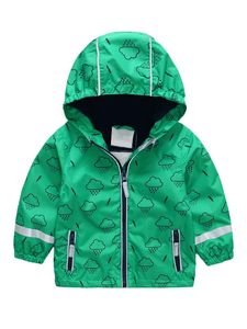 Toddler Boys Lightning Clouds Print Zip Pocket Hooded Jacket Hon