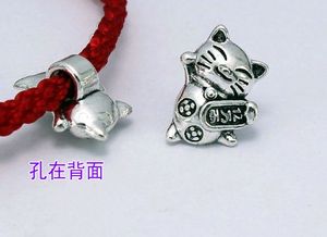 Tybetańskie srebrne Lucky Cat wisiorek ręcznie robiony dekoracyjny metal biżuterii Akcesoria DY53H