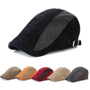 Cntang Brand New Berets Men Fashion Vintage Hat Visor Flat Skull Cap Beret Newspaper Seller Caps For Men Cotton High quality Adjustable J220722