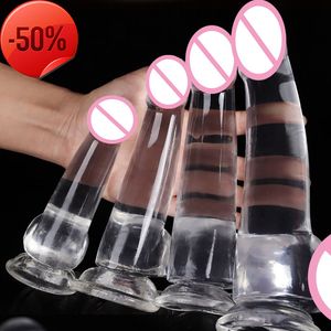 Wholesale smooth anal for sale - Group buy 50 discount Dildo Smooth Transparent Dildos Huge Anal Plug with Suction Cup Gay Prostate Massager Adult Sex Toys for Women Sex shop for couples