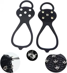 Ice Non Slip Snow Shoe Spikes Grips Cleats Crampons Vinterklättring Säkerhetsverktyg Anti Slip Skor täcker utomhuskramon