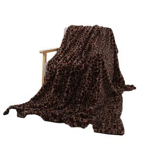 Модный леопардовый одеял Длинной мохнатый нечеткий меховой фальшивый мех теплый элегантный уютный с пушистыми шерпа