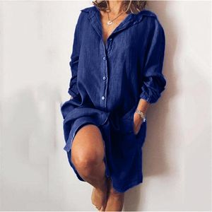 Designer for Woman Summer Cotton Limens Camiseta Vestido de manga comprida vestidos brancos fêmeas da primavera Casual Lady Lady Lady Dress 6855