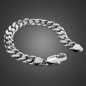 100% solid silver jewelry Fashion 925 sterling silver men's link chain thick genuine pure silver10mm bracelet men silver jewelry 200928