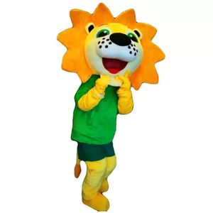 Desconto de venda de fábrica leão mascote traje de carnaval festa de pelúcia andando amarelo leão mascote tamanho adulto