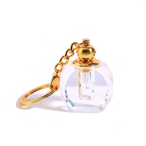 Crystal Parfym Bottle Nyckelring för kvinnor och tjej Ny färgtryck Eterisk oljeflaska Hantverk ORUMENTS KEYCHAIN ​​GIFT