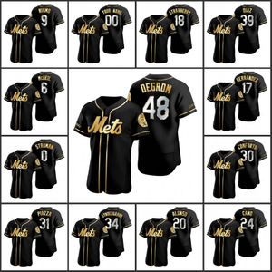 New York''Mets''men Women Youth Darryl Strawberry Jacob Degrom Noah Syndergaard Michael Conforto Custom Black Golden Edition Autentic Jersey