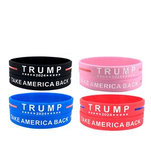 Favore di partito RIPRENDI L'AMERICA Braccialetto in silicone Bracciale da uomo in gomma rossa blu Power Gioielli di moda Trump Support Band Gift