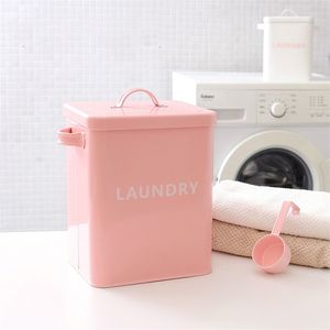 New Kitchen Bathroom Storage Organizer 5L Grain Rice Storage Container Washing Powder Container Sealed Box with Spoon 201022