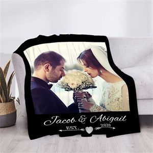 Custom Blanket with Picture Words Personalized Throw Customized Blankets for Family Friend Wedding Anniversary Pets 220702