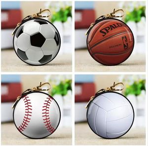 Baseball Football Coin Bag Keychain titular 3D Carteira de moeda estampada Alterar dinheiro Pocket Kids Favor Favor Gift Bag Wholesale F0627X01