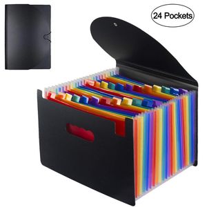 Expanding A4 for File Holder Office Supplies Plastic Rainbows Organizer Letter Size Portable Documents Desk Storage 220510
