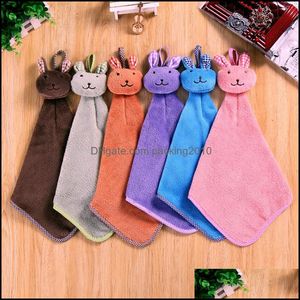 Towel Wholesale Absorbent Hand Dry Cartoon Animal Rabbit Soft Coral Fleec Dhwhl