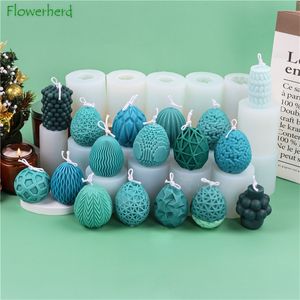 Christmas Silicone Mold Candle Making Supplies Easter Diamond Faced Mesh Vertical Wave Egg Aroma Soap Mousse Cake 220629