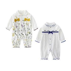2022 new style Newborn Baby Rompers Long Sleeve Cotton Infant Girls Floral Print Onesie Spring Newborn Baby Clothes G220510