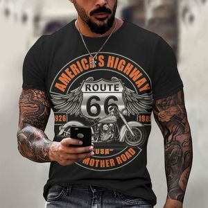 America Route 66 Letters Tryckt O Collar T Shirt Män överdimensionerade Loose Unisex Clothing Vintage Style Kort ärm Summer Tees 220623