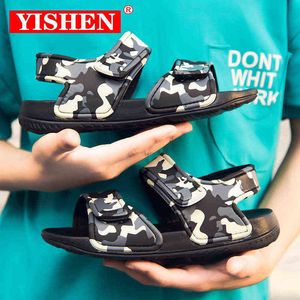 Yishen Summer Beaby Boys девочки, не скользящие пляж, открытые детские сандалии дикие обувь студенты мягкие малыши камуфляж детей сандалия G220523