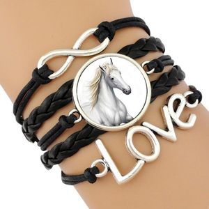Charm armband hästar racing älskare djur hjärta oändlighet kärlek handgjorda smycken kvinnor män släpp gåva