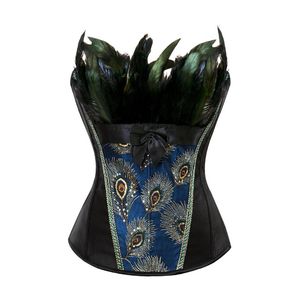 Bustiers Corsets Women Peacock Bordery Princesa burlesca Overbust Bust nua espartilho superior Shapewear Shapewear Orquídea Patch Decal Bustier