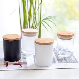 Butelki do przechowywania słoiki 4PCS 200 ml DIY Candle Glass Cups Transpare Mat Mat Black White Lid