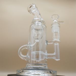 9 W Clear Recklecler Glass Bong Hookh Pipes Water Pipes Tobacco Bubbler 14mm Bowl