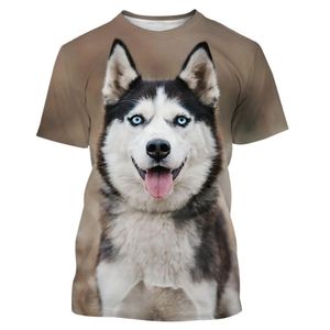 Verão engraçado cão de estimação husky 3d impressão masculina moda unissex casual harajuku street estilo redondo shortsleeeved tshirts 220607