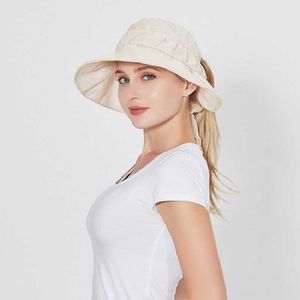 2022 New Spring Summer Wide Brim Fashion Bow Empty Top Sun Hat Outdoor Sports Fishing Beach Chapeau