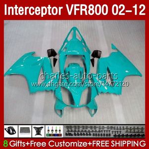 Corpo OEM per HONDA VFR800 VFR 800 RR CC 800RR Interceptor 02-12 Carrozzeria 129No.140 800CC VFR800RR Ciano lucido 02 03 04 05 06 07 08 09 10 11 12 VFR-800 RR 2002 2012 Carenatura