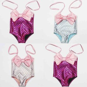 Barn Mermaid Bow Baddräkt Tecknad 18 Sommar Mermaid Bikini Kids One-Piece Baddräkt C3868