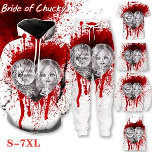 2022 Ny skräckfilm Chucky Tryckt mode 3D-män/kvinnor Cool mönster Sweatshirt/T-shirt/hoodies/Vest/Pants/Shorts/Zipper Hoodies G08