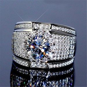 group diamond studded men's rings European and American Silver Rings Wholesale
